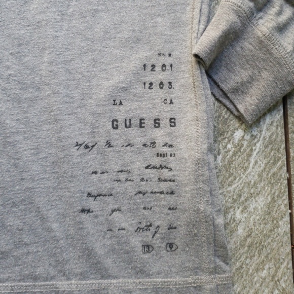 Men's Light Gray Guess Shirt with Writing Graphic - Picture 2 of 6